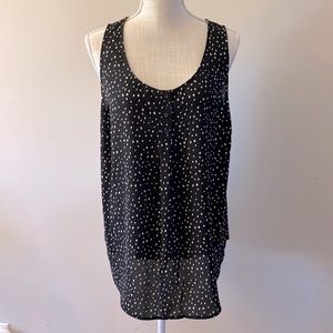 EVRI plus sized black white polka dot print scoop neck sleeveless tank 0X